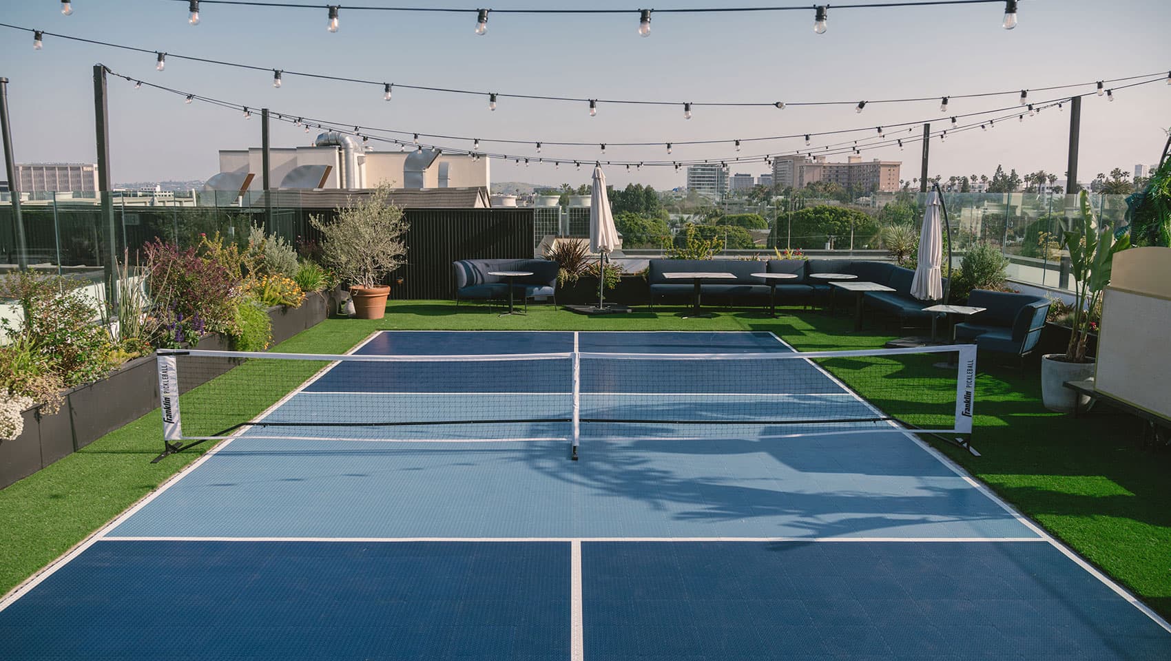 Disco Court at La Peer Hotel pickleball courts